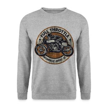 SSD Full Throttle retro racer - Biker Design used - Unisex Pullover - Weißgrau meliert - Vorne - Alina (178cm) & Michal (187cm)