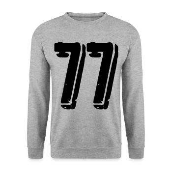 77 Number jersey - Unisex Sweatshirt - salt & pepper - Front - Alina (178cm) & Michal (187cm)
