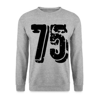 75 number jersey - Unisex Sweatshirt - salt & pepper - Front - Alina (178cm) & Michal (187cm)