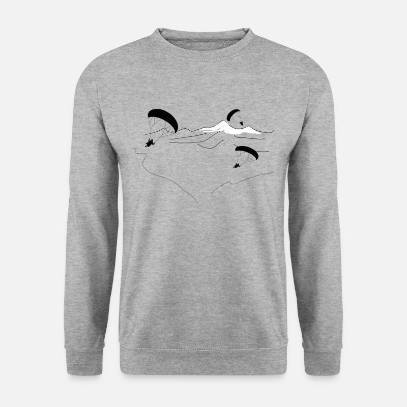 Gleitschirm und Berge - Unisex Pullover - Weißgrau meliert