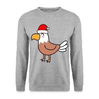 Adler Comic Weihnachten Xmas - Unisex Pullover - Weißgrau meliert - Vorne - Alina (178cm) & Michal (187cm)