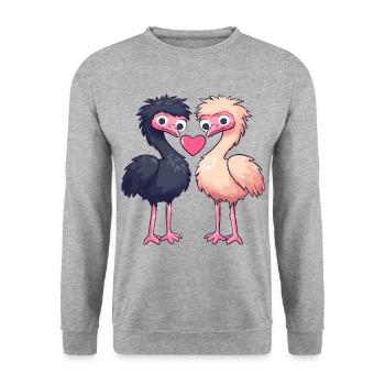 Ostrich Couple Love Couple In Love - Unisex Sweatshirt - salt & pepper - Front - Alina (178cm) & Michal (187cm)