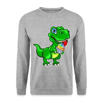 Dino with Cupcake Muffin colorful - Unisex Sweatshirt - salt & pepper - Front - Alina (178cm) & Michal (187cm)