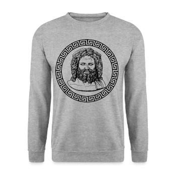 Zeus der Gott der Götter - Unisex Pullover - Weißgrau meliert - Vorne - Alina (178cm) & Michal (187cm)