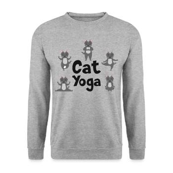 Chemise de yoga Chat Yoga Fitness Sport Gift - Sweat-shirt Unisexe - gris chiné - Devant - Alina (178cm) & Michal (187cm)