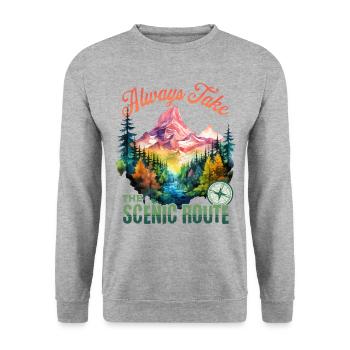 Hiking Hiking Mountains Mountaineering Climbing Nature - Unisex Sweatshirt - salt & pepper - Front - Alina (178cm) & Michal (187cm)