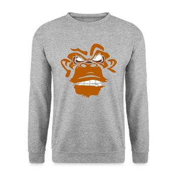 Garstiger Affe Lustig und Originell - Unisex Pullover - Weißgrau meliert - Vorne - Alina (178cm) & Michal (187cm)