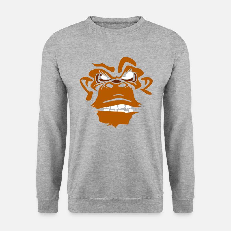 Garstiger Affe Lustig und Originell - Unisex Pullover - Weißgrau meliert