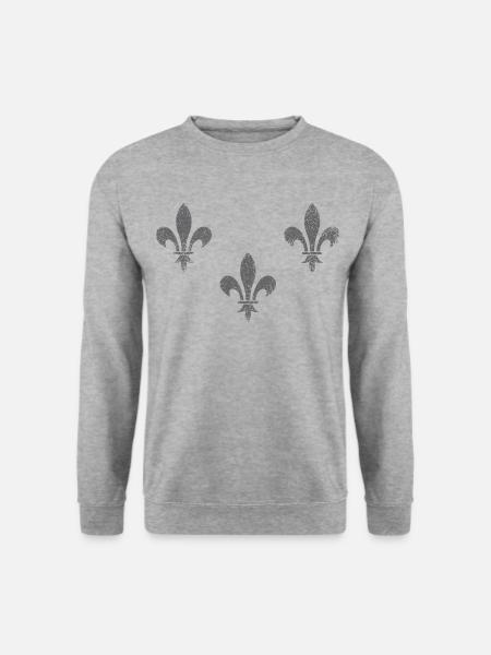 Lilien - 3 / Fleur de Lys - Unisex Pullover - Weißgrau meliert