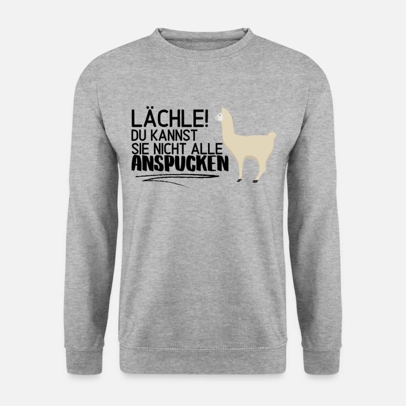 LÄCHLE - Lama - Unisex Pullover - Weißgrau meliert