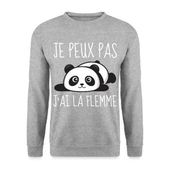Je peux pas j'ai la flemme - Sweat-shirt Unisexe - gris chiné - Devant - Alina (178cm) & Michal (187cm)