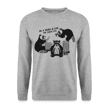 Racoon Band - soyez un rebelle et vivez la vie des ordures - Sweat-shirt Unisexe - gris chiné - Devant - Alina (178cm) & Michal (187cm)