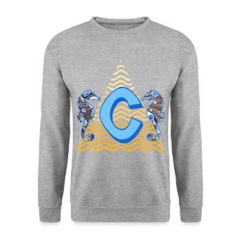hippocampe e 262 c - Sweat-shirt Unisexe - gris chiné - Devant - Alina (178cm) & Michal (187cm)