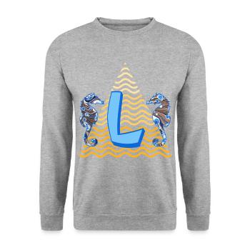Hippocampe E 262 l - Sweat-shirt Unisexe - gris chiné - Devant - Alina (178cm) & Michal (187cm)