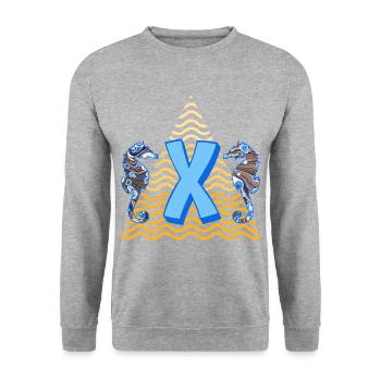 Hippocampe E 262 X - Sweat-shirt Unisexe - gris chiné - Devant - Alina (178cm) & Michal (187cm)