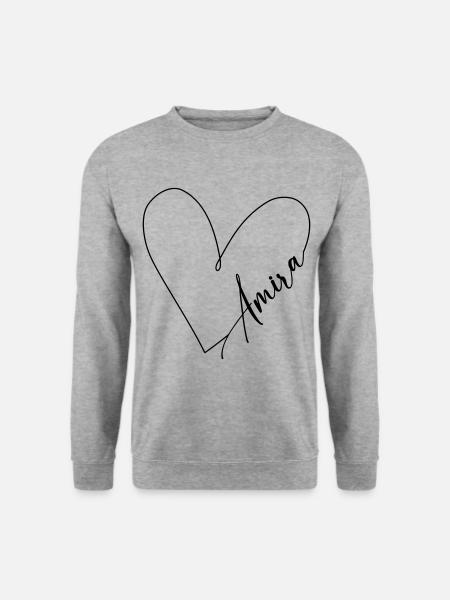Amira Name Heart Line - Unisex Sweatshirt - salt & pepper