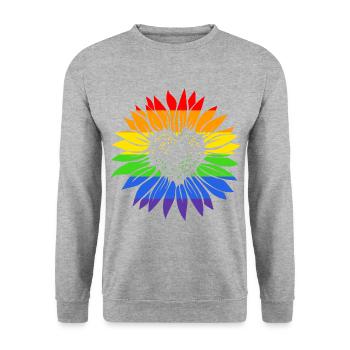 Gay Sunflower - LGBTQ Schwul Sonnenblume - Unisex Pullover - Weißgrau meliert - Vorne - Alina (178cm) & Michal (187cm)