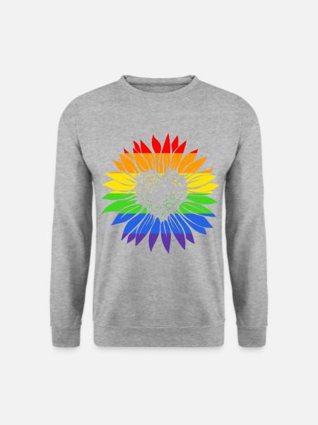 Gay Sunflower - LGBTQ Schwul Sonnenblume - Unisex Pullover - Weißgrau meliert