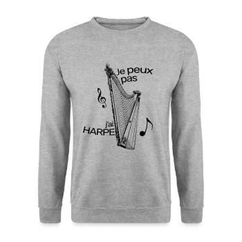 Je peux pas j'ai harpe instrument chromatique - Sweat-shirt Unisexe - gris chiné - Devant - Alina (178cm) & Michal (187cm)