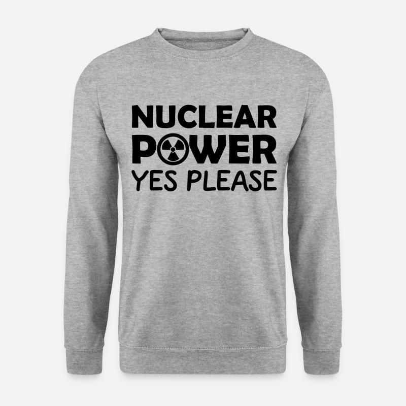Atomkraft, Ja bitte, Kernenergie - Unisex Pullover - Weißgrau meliert