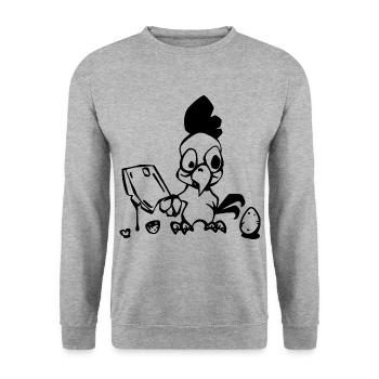 Chicken with a chopper - Unisex Sweatshirt - salt & pepper - Front - Alina (178cm) & Michal (187cm)
