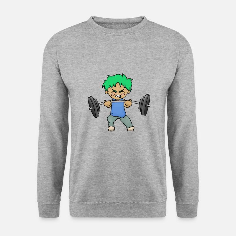 Chibi with muscles and dumbbell - Unisex Sweatshirt - salt & pepper