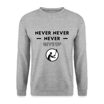 Hurling: Niemals aufgeben - Unisex Pullover - Weißgrau meliert - Vorne - Alina (178cm) & Michal (187cm)