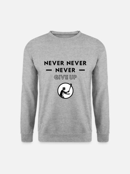 Hurling: Niemals aufgeben - Unisex Pullover - Weißgrau meliert