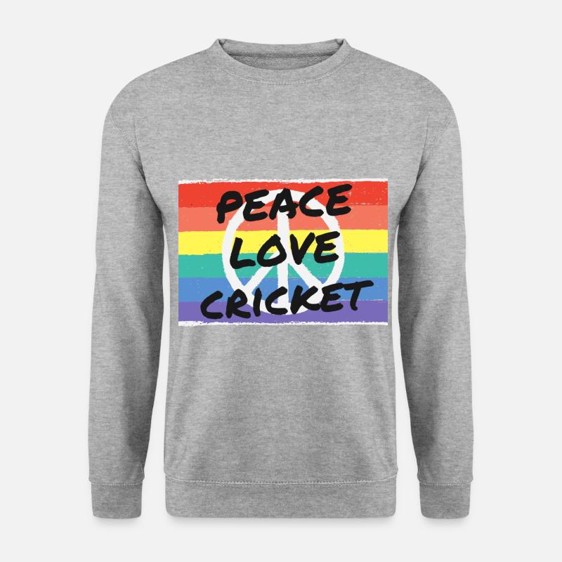Frieden. Liebe. Kricket - Unisex Pullover - Weißgrau meliert