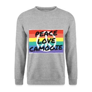 Peace. Love. Camogie - Unisex Sweatshirt - salt & pepper - Front - Alina (178cm) & Michal (187cm)