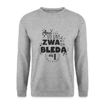 Ana vo uns zwa - Unisex Pullover - Weißgrau meliert - Vorne - Alina (178cm) & Michal (187cm)