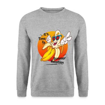 Cool Banana Summer Sea Holiday - Sweat-shirt Unisexe - gris chiné - Devant - Alina (178cm) & Michal (187cm)
