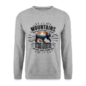 Bear Mountains Camping Mountain Hiking Nature Hiking - Unisex Sweatshirt - salt & pepper - Front - Alina (178cm) & Michal (187cm)