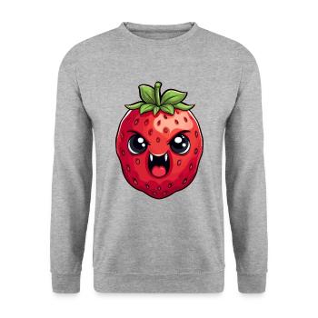 Méchant en colère fraise d’été Kawaii cadeau - Sweat-shirt Unisexe - gris chiné - Devant - Alina (178cm) & Michal (187cm)