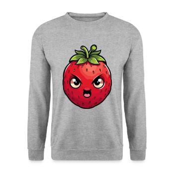 Méchant en colère fraise d’été Kawaii cadeau - Sweat-shirt Unisexe - gris chiné - Devant - Alina (178cm) & Michal (187cm)