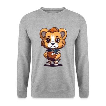 Mignon lion mascotte d’animal de football américain - Sweat-shirt Unisexe - gris chiné - Devant - Alina (178cm) & Michal (187cm)