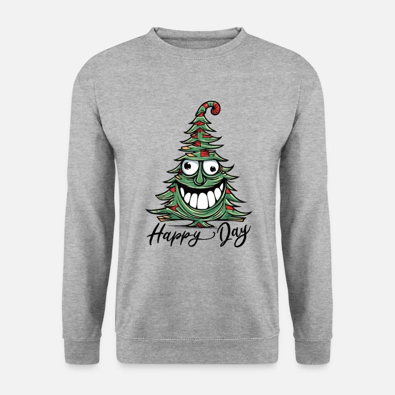Lustiger Verrückter Weihnachtsbaum Weihnachten - Unisex Pullover - Weißgrau meliert