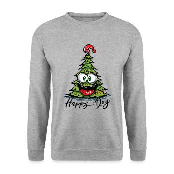 Funny Crazy Christmas Tree Christmas - Unisex Sweatshirt - salt & pepper - Front - Alina (178cm) & Michal (187cm)