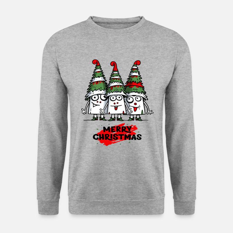Lustige Verrückte Weihnachtsbäume Weihnachten - Unisex Pullover - Weißgrau meliert