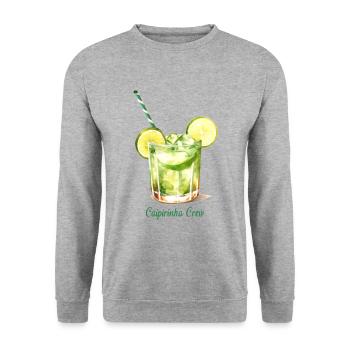 Caipirinha Crew Cocktail Longdrink - Unisex Pullover - Weißgrau meliert - Vorne - Alina (178cm) & Michal (187cm)