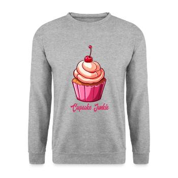 Cupcake Junkie Cupcakes Candy Baked Goods - Unisex Sweatshirt - salt & pepper - Front - Alina (178cm) & Michal (187cm)