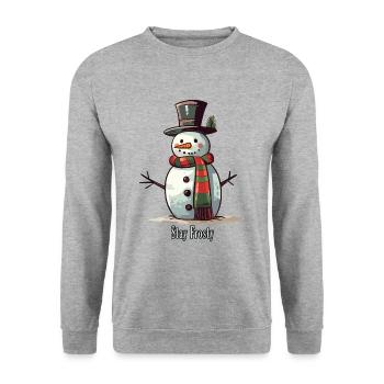 Bonhomme de neige drôle Stay Frosty - Sweat-shirt Unisexe - gris chiné - Devant - Alina (178cm) & Michal (187cm)