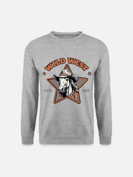 Cowboy Western Pferd Cowboy Hut - Unisex Pullover - Weißgrau meliert