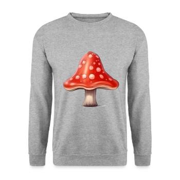 Toadstool Mushroom Mushroom Picker - Unisex Sweatshirt - salt & pepper - Front - Alina (178cm) & Michal (187cm)