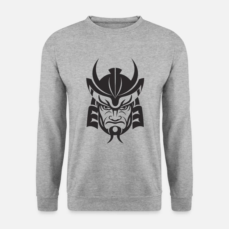 Samurai Helm Logo Katana Schwertkämpfer - Unisex Pullover - Weißgrau meliert