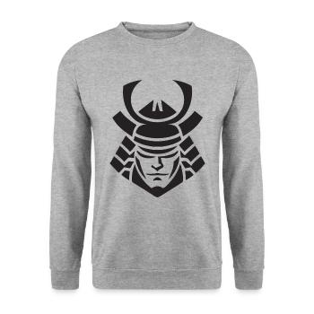 Samurai Helmet Logo Katana Swordsman - Unisex Sweatshirt - salt & pepper - Front - Alina (178cm) & Michal (187cm)