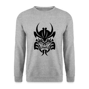 Samurai Helmet Logo Katana Swordsman - Unisex Sweatshirt - salt & pepper - Front - Alina (178cm) & Michal (187cm)