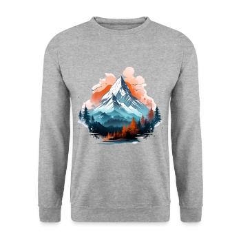 Berglandschaft Berge Berg Natur Wandern - Unisex Pullover - Weißgrau meliert - Vorne - Alina (178cm) & Michal (187cm)