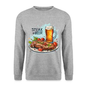 Steak And Beer Eating Alcohol Funny Sayings - Unisex Sweatshirt - salt & pepper - Front - Alina (178cm) & Michal (187cm)