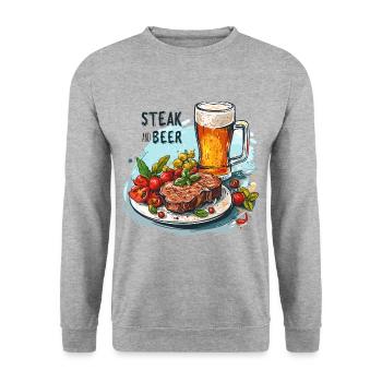 Steak And Beer Eating Alcohol Funny Sayings - Unisex Sweatshirt - salt & pepper - Front - Alina (178cm) & Michal (187cm)